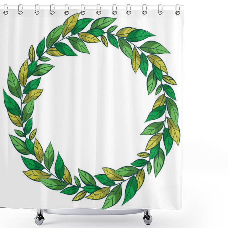 Personality  Vector Floral Wreath; Round Foliate Frame For Greeting Cards, Invitations, Wedding Cards, Posters, Banners, Web Design. Shower Curtains