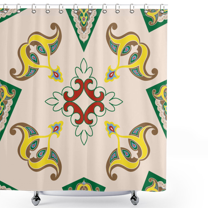 Personality  Geometric Seamless Pattern Arabesque. Decorative Asian Folk Seamless Pattern. Ethnic Ornament, Kyrgyz, Kazakhs, Bashkirs, Tatars, Yakut Mongols Shower Curtains