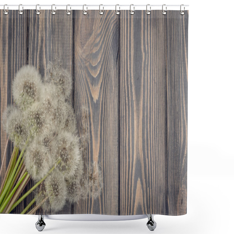 Personality  Fluffy Dandelions And Natural Wood Shower Curtains