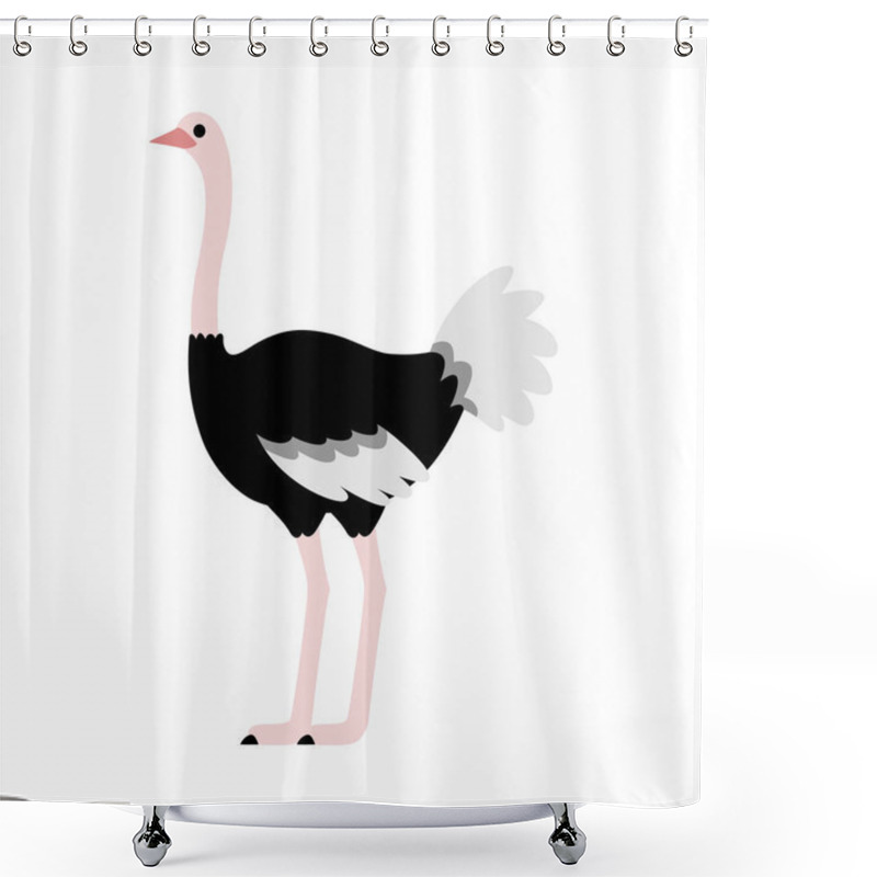 Personality  Ostrich Standing And Looking Ahead, Cute Symbol Style, Simple Design, Black, Gray And Pink Color. Shower Curtains