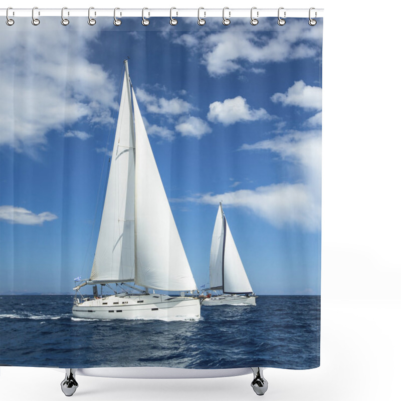 Personality  Sailboats Of The Regatta Shower Curtains