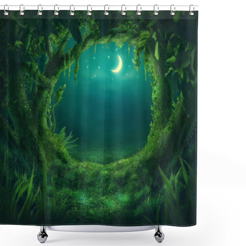 Personality  Magic Forest In The Moonlight Shower Curtains