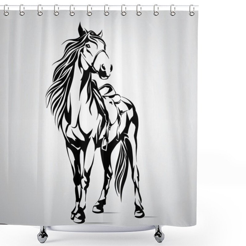 Personality  Black Silhouette Of Horse Shower Curtains