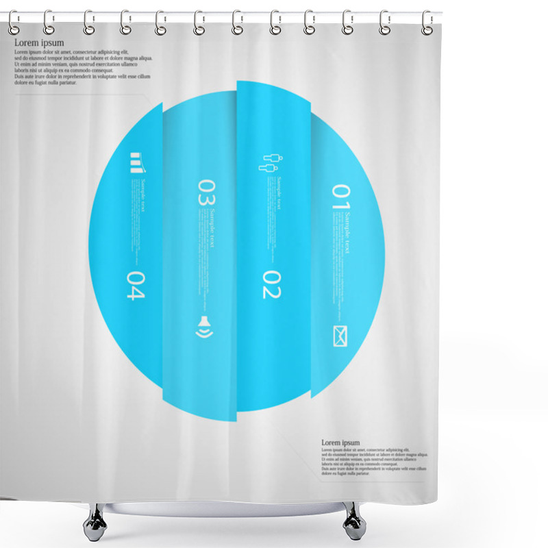 Personality  Light Circle Template Infographic Vertically Divided To Four Blue Parts Shower Curtains