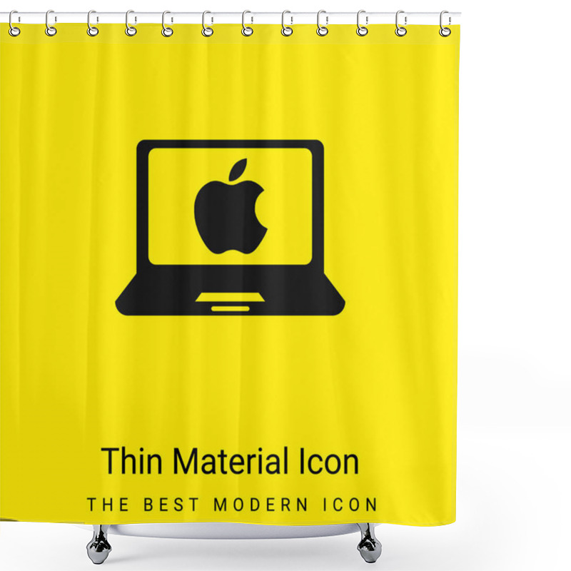 Personality  Apple Laptop Computer Minimal Bright Yellow Material Icon Shower Curtains