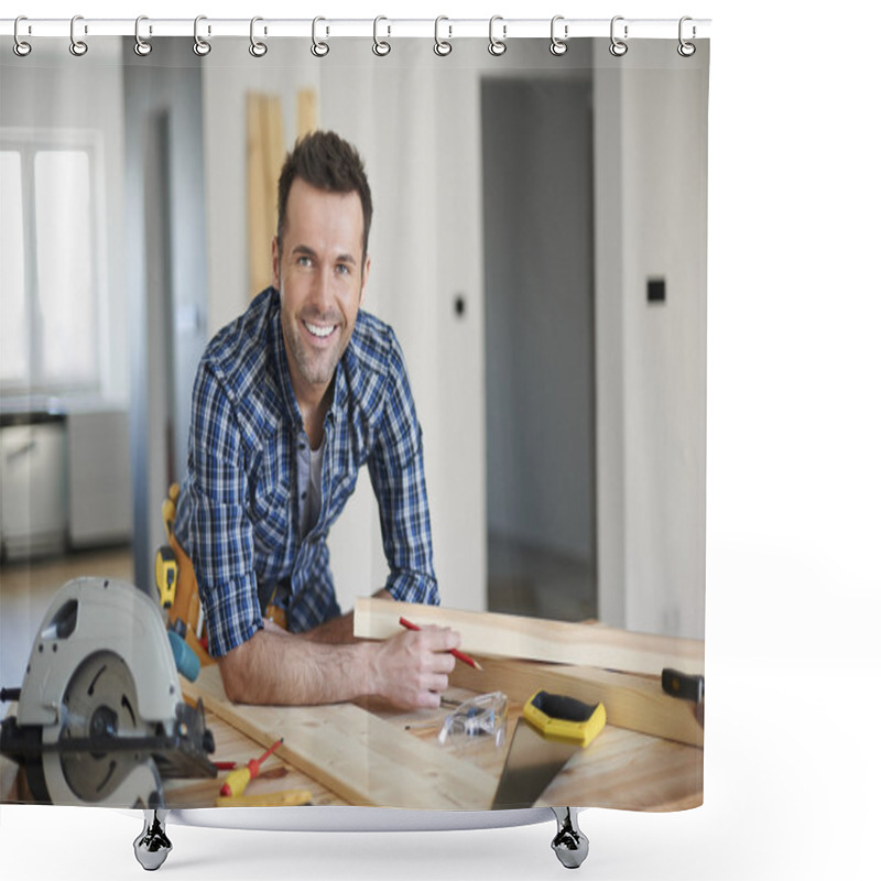 Personality  Young Handsome Carpenter Shower Curtains