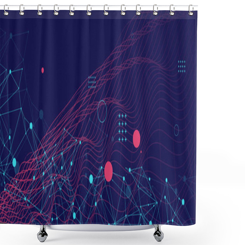 Personality  Template For Science And Technology Presentation. Plexus Style Background. Shower Curtains