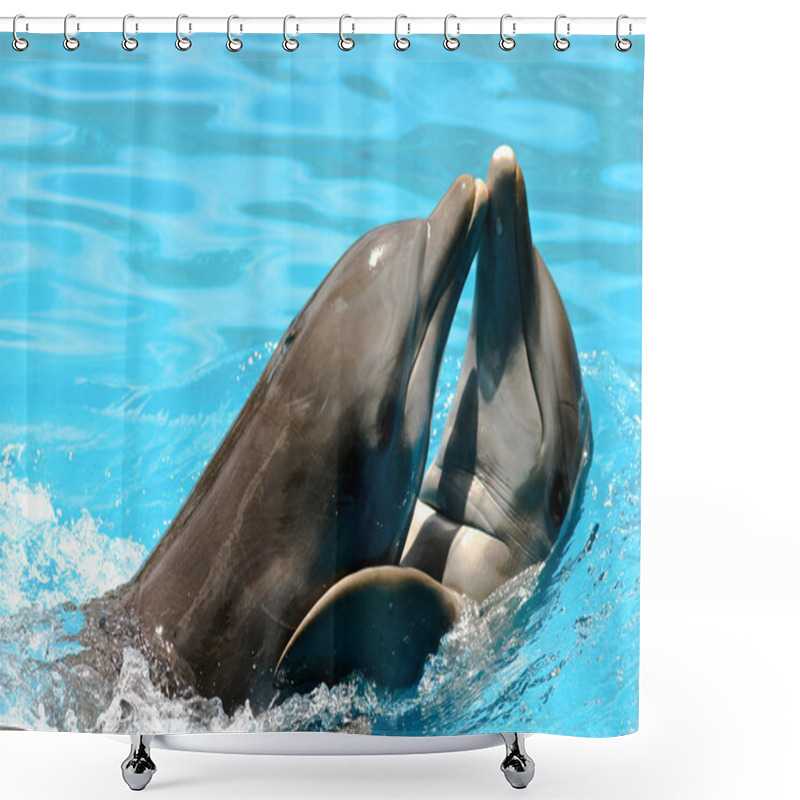 Personality  Dolphins Swim And Hug Shower Curtains