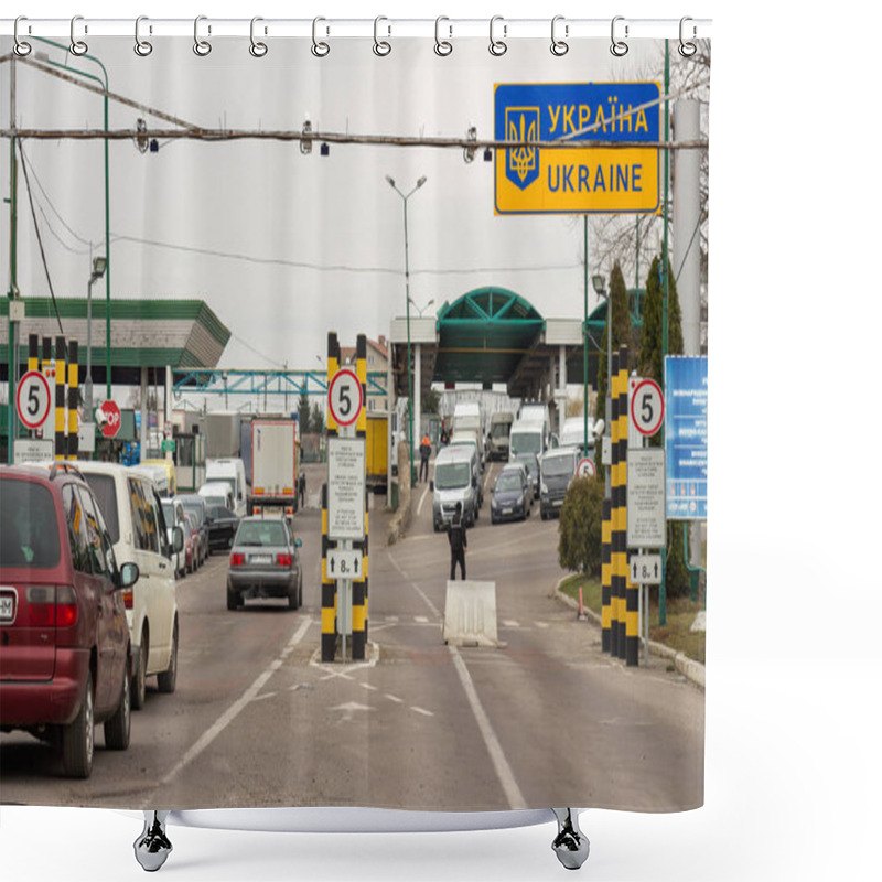 Personality  SHEGINI, UKRAINE - March, 2019: Traffic Jam At The Shegini-Medyk Shower Curtains