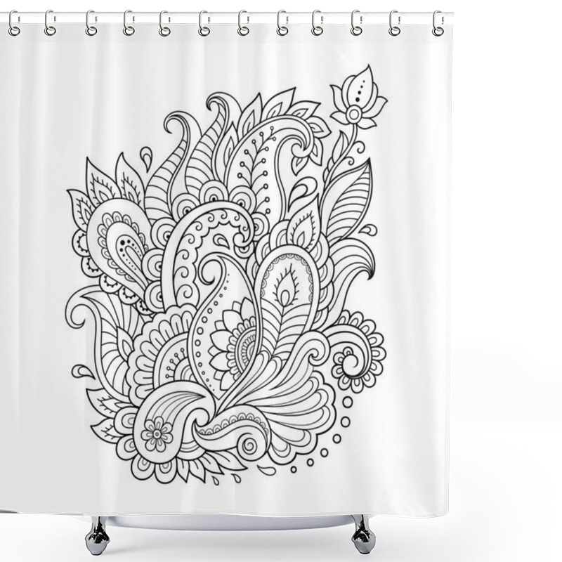 Personality  Henna Tattoo Flower Template In Indian Style. Ethnic Floral Paisley - Lotus. Mehndi Style. Ornamental Pattern In The Oriental Style. Shower Curtains