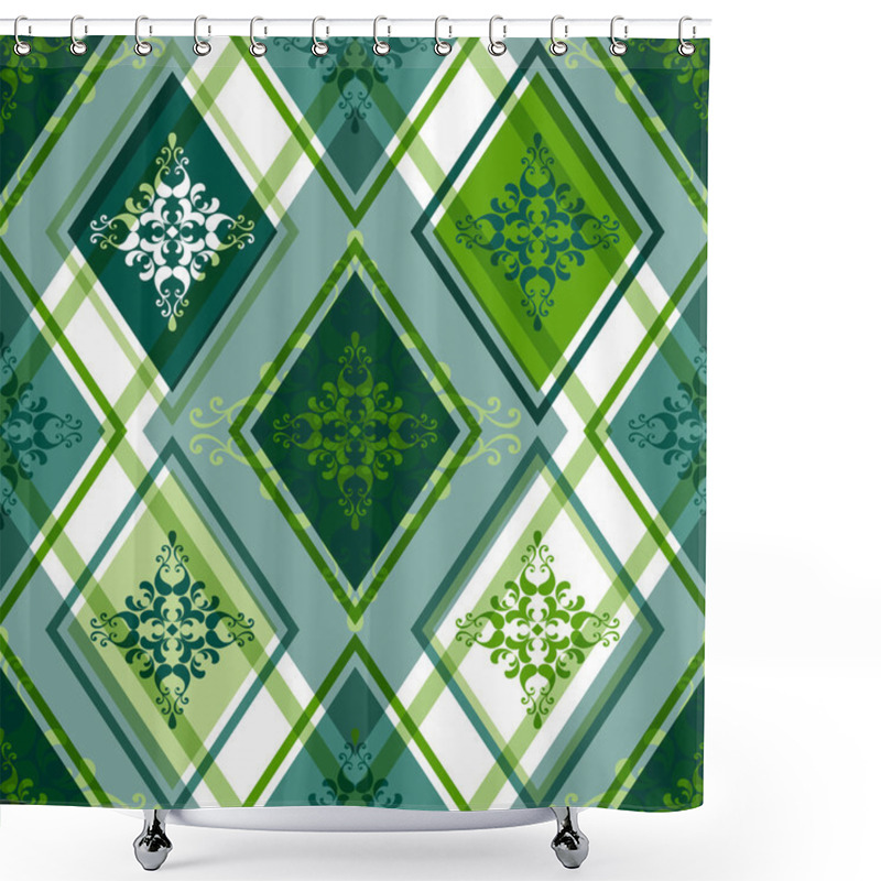 Personality  Seamless Green Rhombic Pattern Shower Curtains