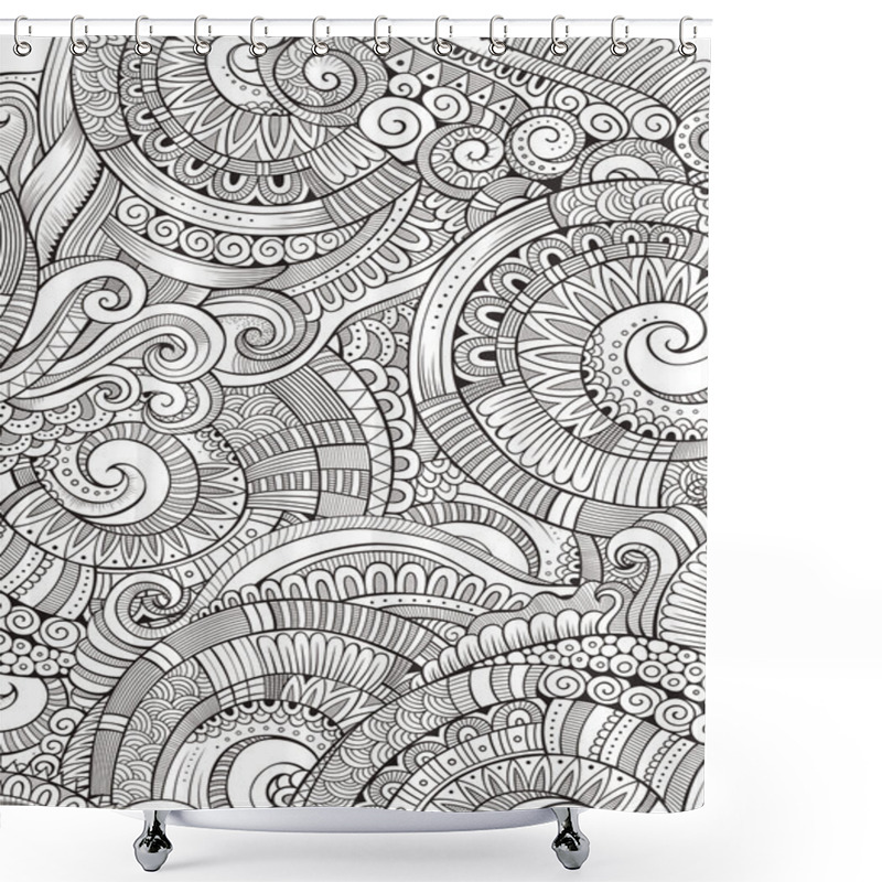 Personality  Abstract Sketchy Decorative Doodles Hand Drawn Ethnic Pattern Shower Curtains