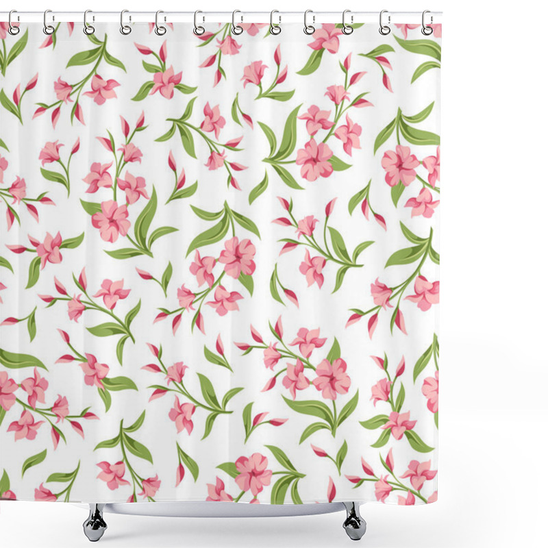 Personality  Seamless Pattern With Pink Flowers. Vector Illustration. Shower Curtains