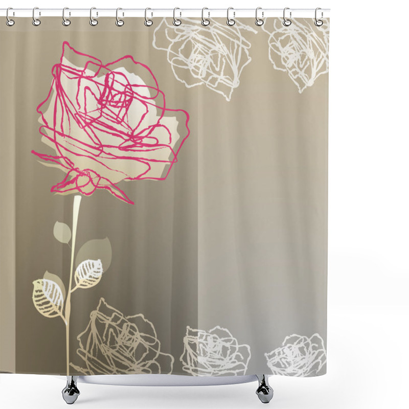 Personality  ROSE On A Gray Background Shower Curtains