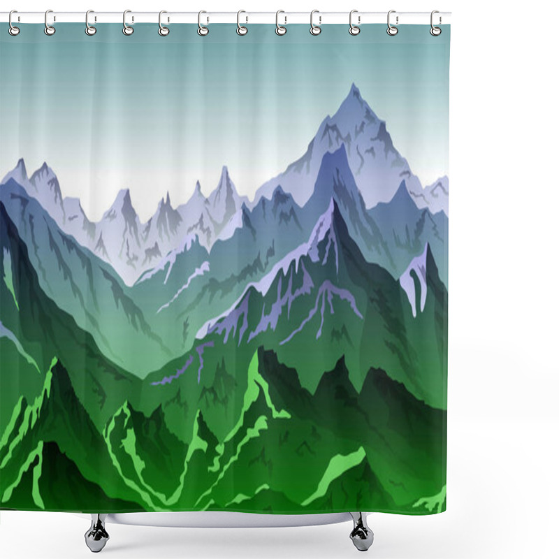 Personality  Mountains Eps 10 Illustration Background View Of Green - Vector Shower Curtains