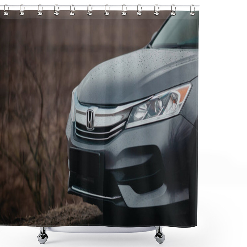 Personality  Rivne, Ukraine - 03, 28, 2021: Honda Accord 9 Front Grill New Modern Car Automobile Sign Logo. Shower Curtains