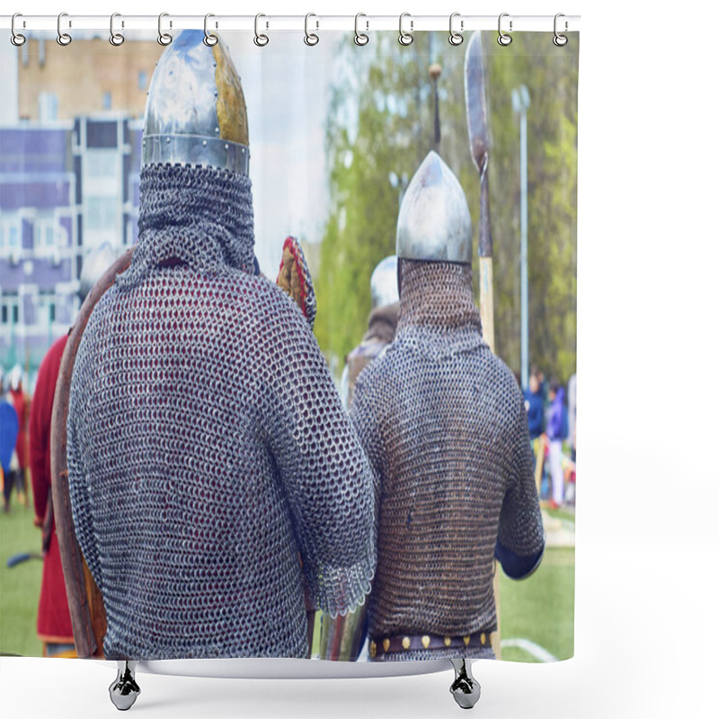 Personality  Medieval Russian Warriors Wearing Chain Armor Shower Curtains