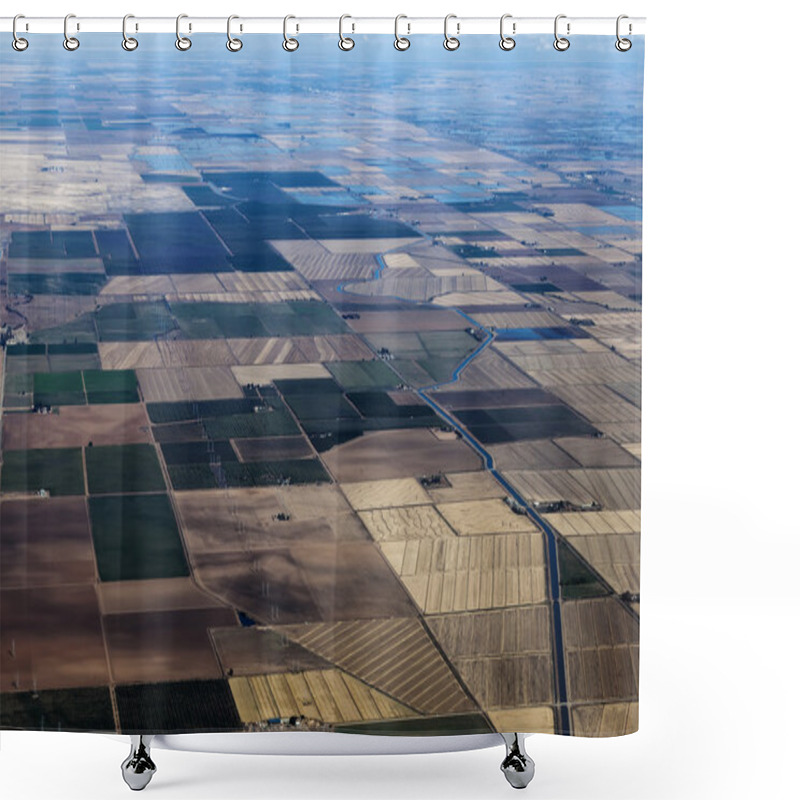 Personality  Aerial View Northern California Farm Land And Canals Shower Curtains