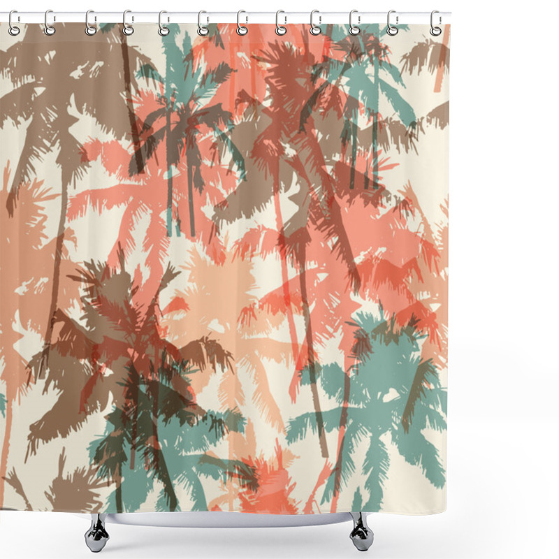 Personality  Seamless Pattern With Palm Trees Shower Curtains