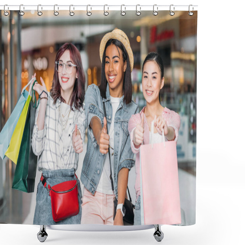 Personality  Women With Bags After Shopping Shower Curtains