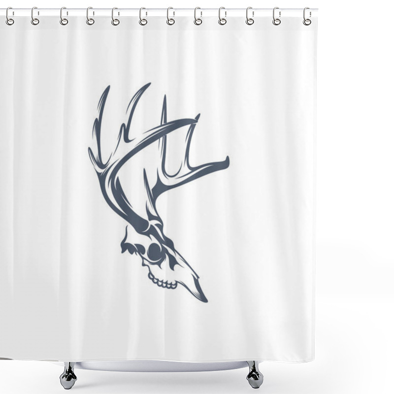 Personality  Head Deer Bone Vector Illustration Design. Head Deer Logo Design Template. Shower Curtains