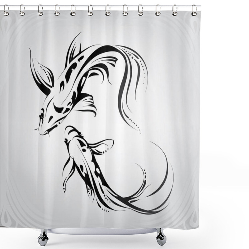 Personality  Vector Silhouette The Carp Of Koi Shower Curtains