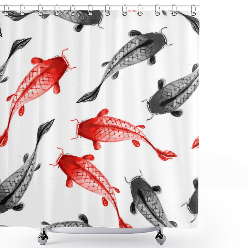 Personality  Background With Red And Black Koi Carps Shower Curtains