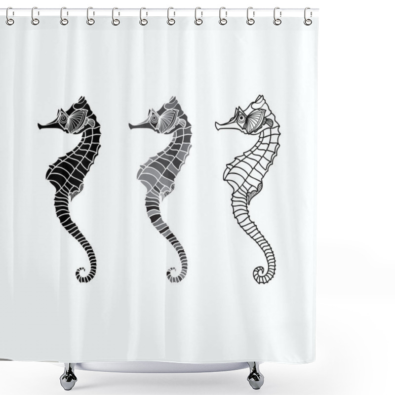 Personality  Vector Set Of Seahorse On A White Background Shower Curtains