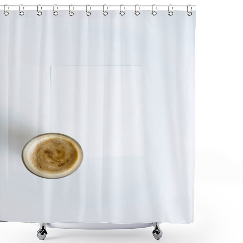 Personality  Cup Of Coffee On White Paper  Shower Curtains