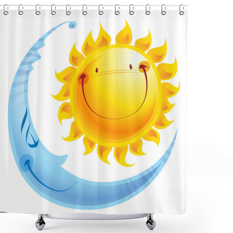 Personality  Cartoon Characters Sun And Moon Day And Night Concept Shower Curtains