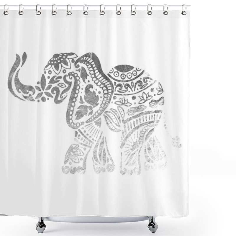 Personality  Elephant Ornamental Silver Texture Shower Curtains