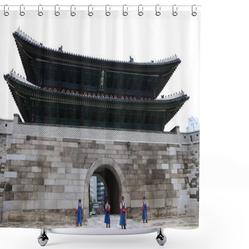 Personality  Seoul, South Korea - September 14 2019: Traditional Guards At Sungnyemun Gate, Seoul, South Korea. High Quality Photo Shower Curtains