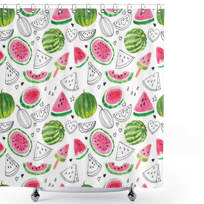 Personality  Seamless Pattern From The Juicy Lobes Of Watermelons. Shower Curtains