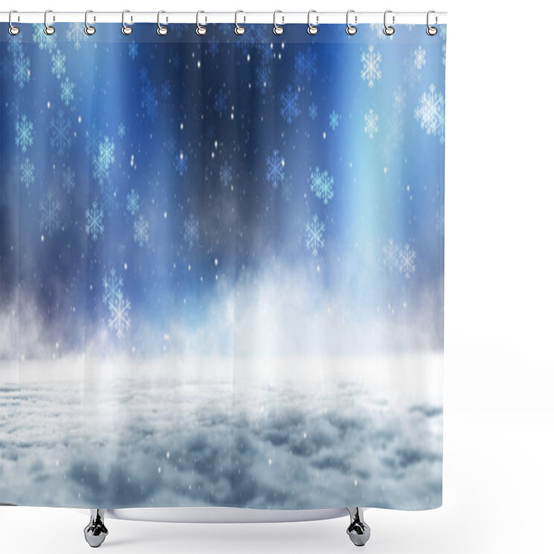 Personality  Dark Winter Forest Background At Night. Snow, Fog, Moonlight. Dark Neon Night Background In The Forest With Moonlight. Neon Figure In The Center. Night View, Magic. Shower Curtains