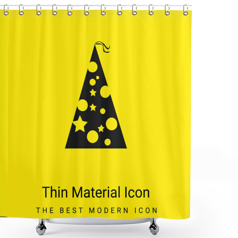 Personality  Birthday Hat With Dots And Stars Minimal Bright Yellow Material Icon Shower Curtains