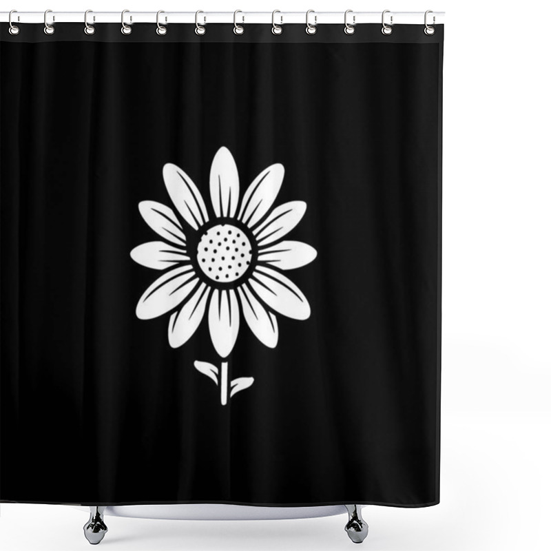 Personality  Daisy - Black And White Vector Illustration Shower Curtains