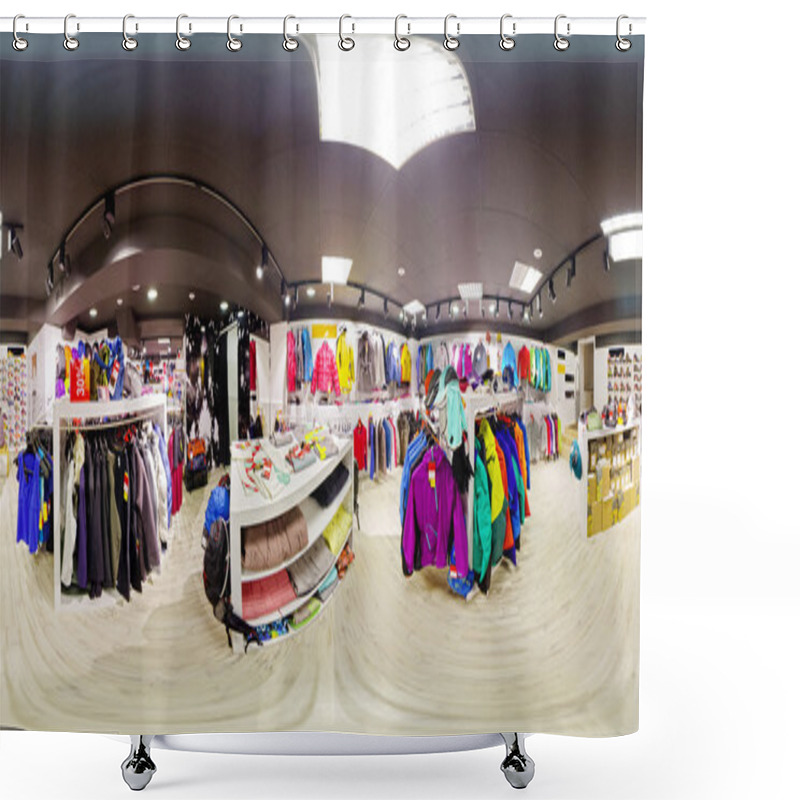 Personality  Spherical Panorama Of The Interior Of Sportswear Store 360 To 18 Shower Curtains