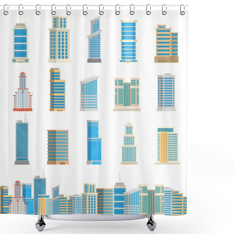 Personality  Skyscrapers Buildings Isolated Tower Office City Architecture House Business Apartment Vector Illustration Shower Curtains