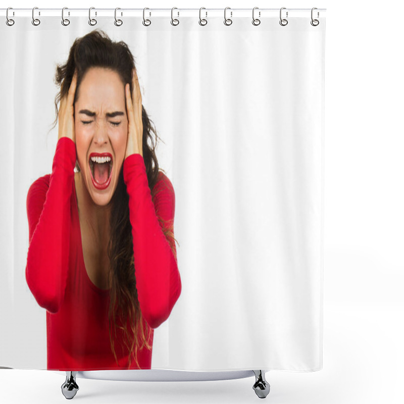 Personality  Frustrated Woman Screaming Shower Curtains