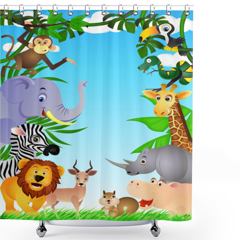 Personality  Funny Animal Cartoon Shower Curtains