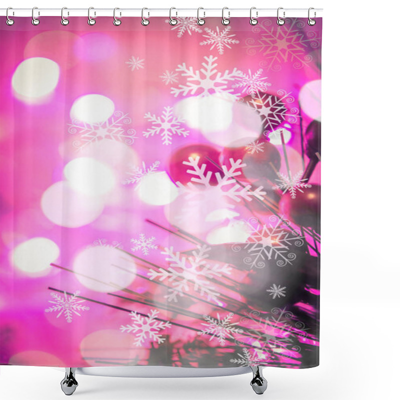 Personality  Abstract Background With Bokeh Lights And White Snowflakes. Shower Curtains