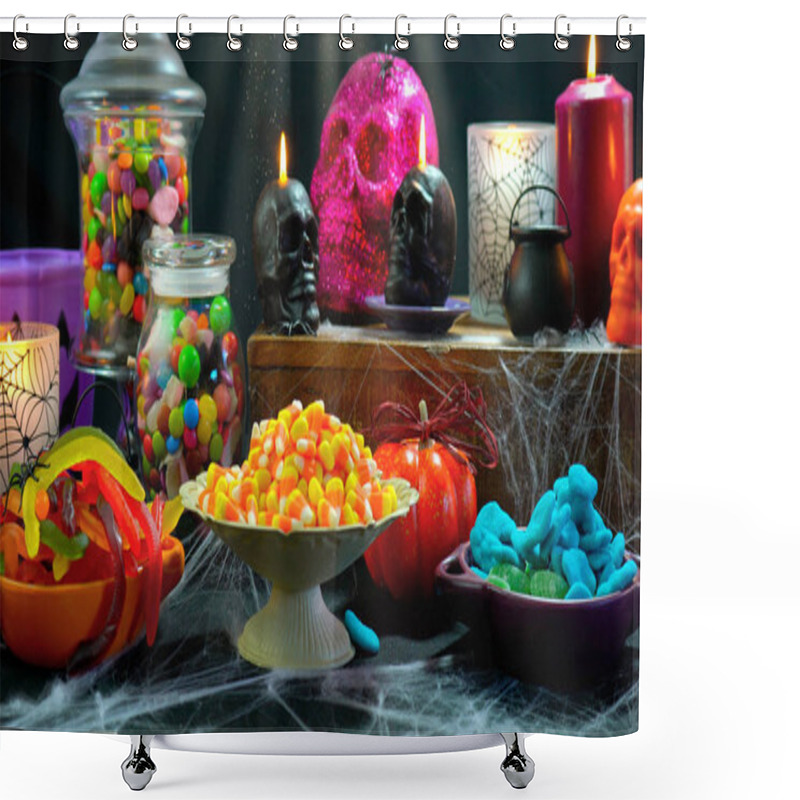 Personality  Happy Halloween Trick Or Treat Party Table. Shower Curtains