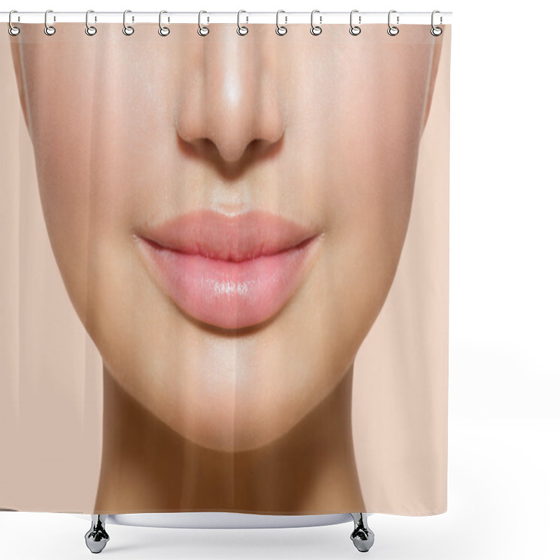 Personality  Beautiful Perfect Lips. Sexy Mouth Closeup Shower Curtains