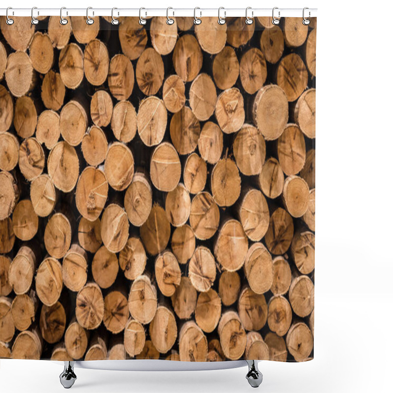 Personality  Firewood Stacked Up In A Pile For Kindle. Shower Curtains