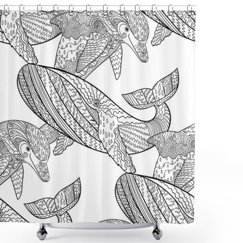 Personality  Oceanic Animals Seamless Pattern. Shower Curtains