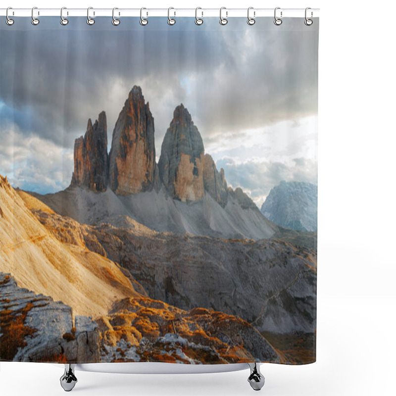 Personality  Tre Cime Di Lavaredo In Beautiful Surroundings At Autumn In The  Shower Curtains