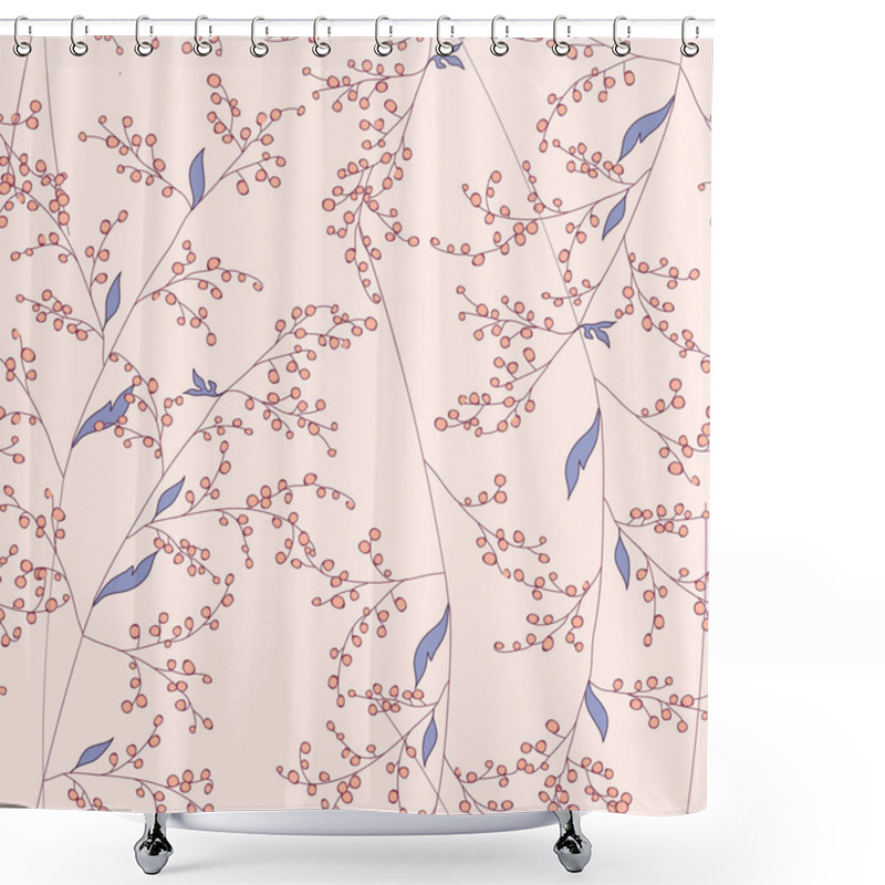 Personality  Flower Vector Illustration With Wild Flowers And Plants. Shower Curtains