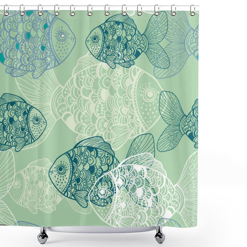 Personality  Seamless Background With Fish Shower Curtains