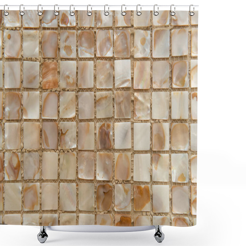 Personality  Nacreous Beige Tiles Background, Top View Shower Curtains