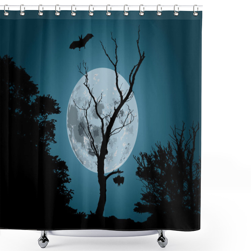 Personality  Moonlight Forest Background Shower Curtains